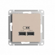SE AtlasDesign Песочный Розетка USB A+A, 5В/2,1 А, 2х5В/1,05 А, механизм