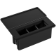 Donel Настольный встраиваемый розеточный блок с откидной крышкой 6 мод. (3 мод. 45х45), черный
