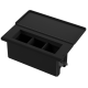 Donel Настольный встраиваемый розеточный блок с откидной крышкой 6 мод. (3 мод. 45х45), черный