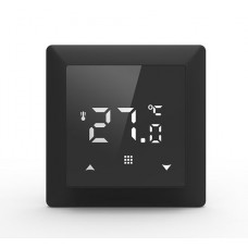 Термостат с датчиком пола, программируемый с Wi-Fi , 16 A, 55*55 мм. черное стекло. Подходит под рамку Jung, AtlasDesign, Gira и др
