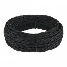 W6453208/ Ретро кабель витой 3х1,5 (черный) 20 м