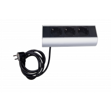 Настольный розеточный блок Ovaledesign в сборе: 3х220V, кабель 3м с вилкой