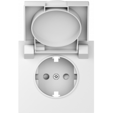 Накладка для розетки Schuko с заземлением, с крышкой, 16A 250 В~, матовый белый, серия S08